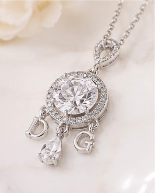Silver Crystal Statement Pendant Necklace