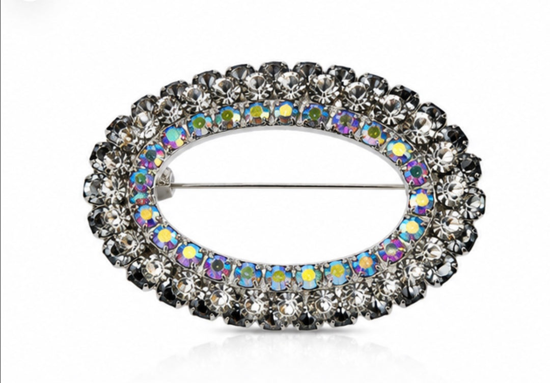 Oval Crystal Statement Brooch
