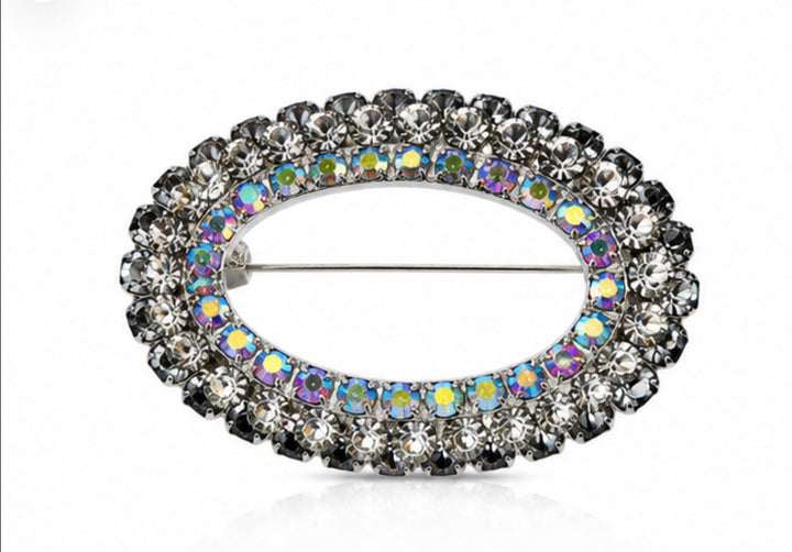 Oval Crystal Statement Brooch