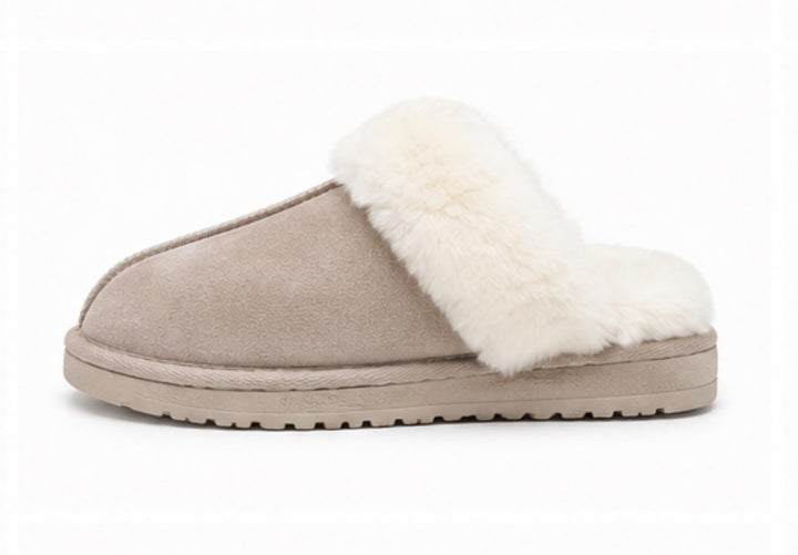 Luxury Faux Fur Mule Slippers – Soft Plush Winter Slip-On House Shoes