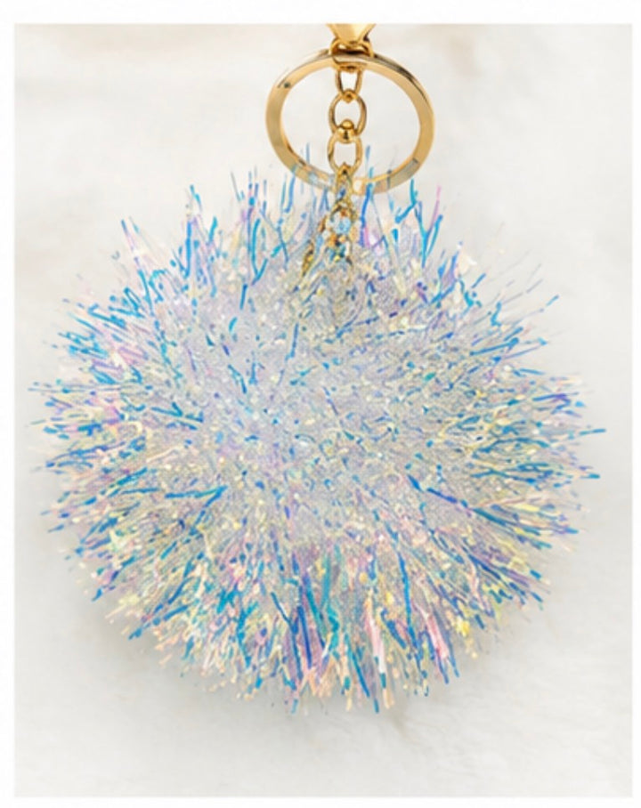 Iridescent Pom Pom Keyring Charm