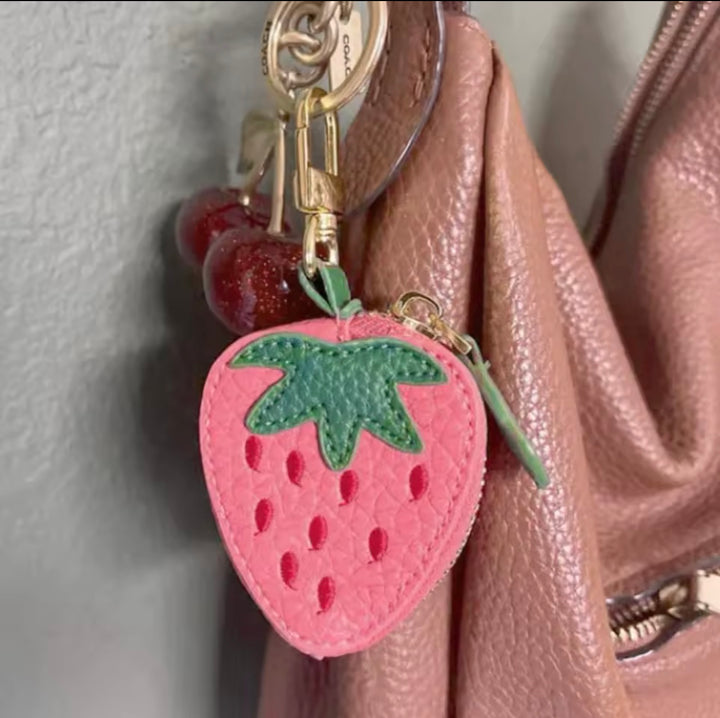 Cute Fruit Shape Coin Purse Mini Zipper Earphone Bag Keychain Pendant
