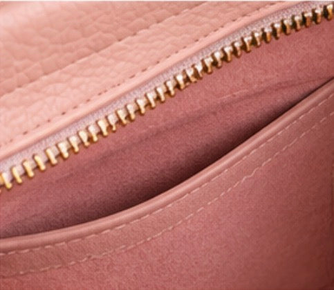 Pink Pebbled Tote Bag with Top Handles &amp; Shoulder Strap