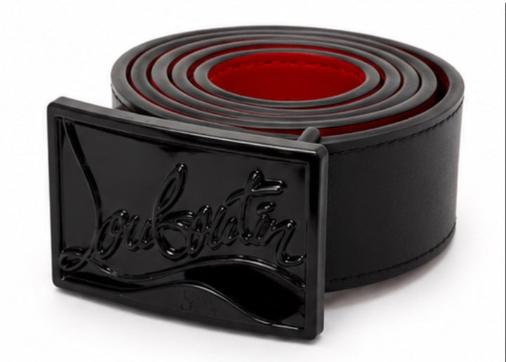 Black &amp; Red Statement Plaque Belt