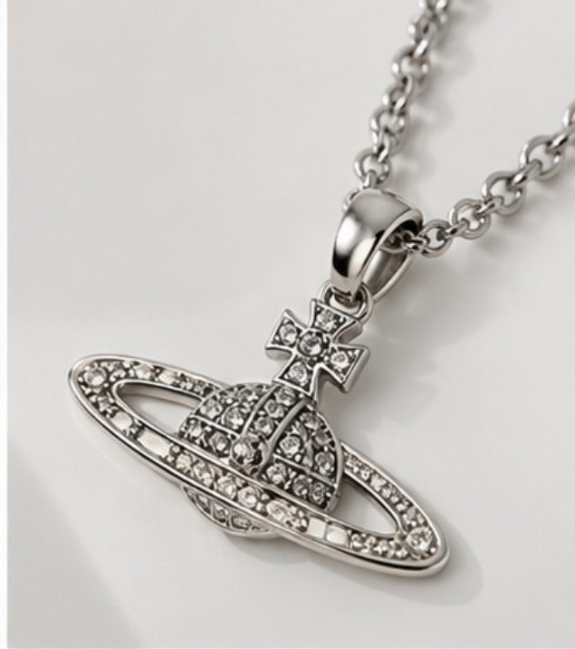 Silver Crystal Orb Pendant Necklace