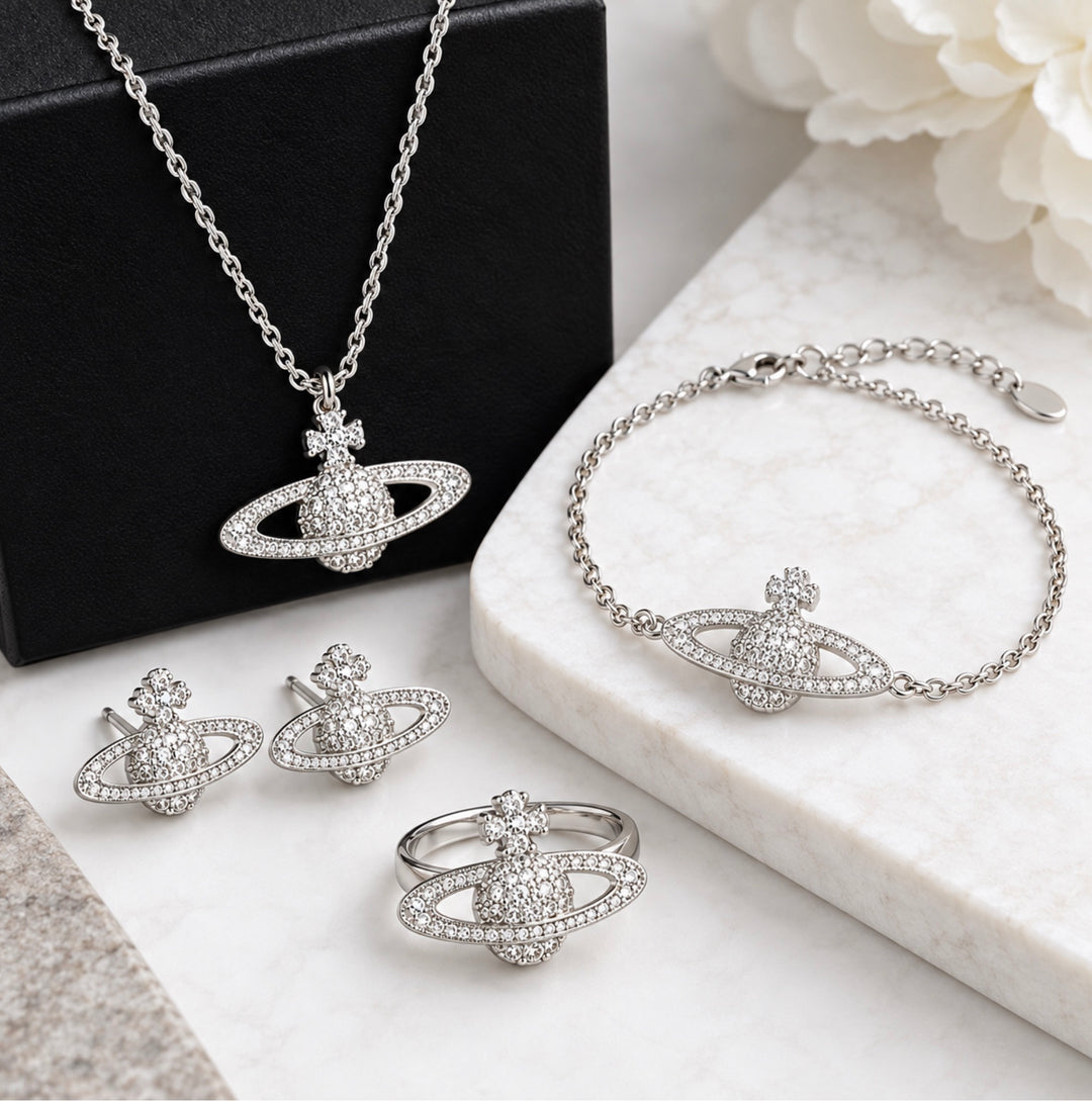 Silver Sparkle Orb 4-Piece Jewellery Set