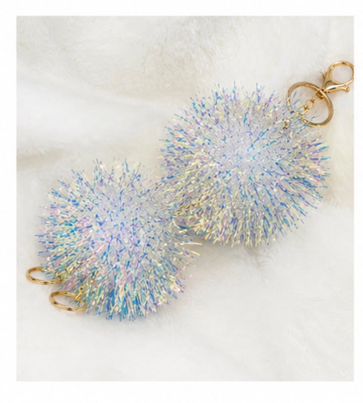 Iridescent Pom Pom Keyring Charm