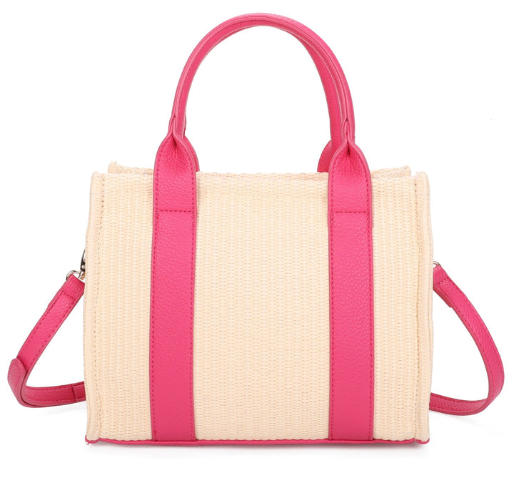 Small Straw Tote Bag with Crossbody Strap