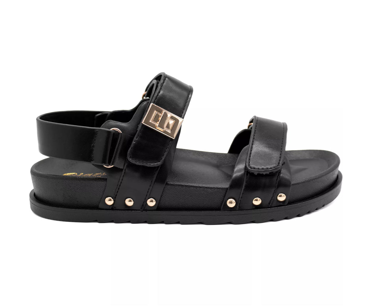 Women’s black faux leather sandals