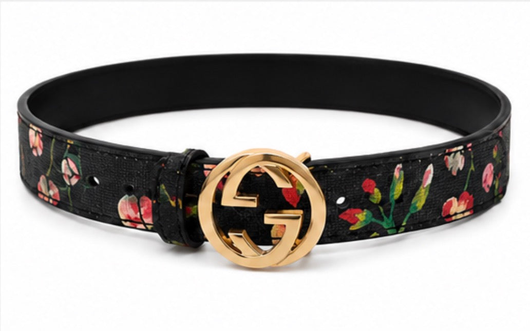 Black Floral Statement Belt