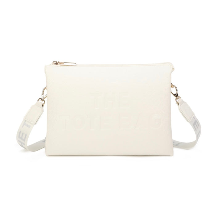 Tote Crossbody Bag With Text Strap