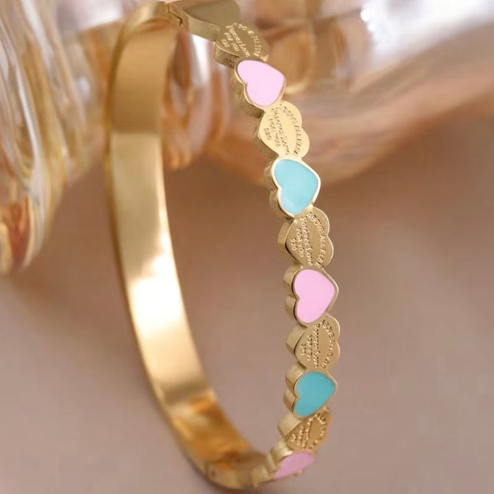 Colourful heart bangle set