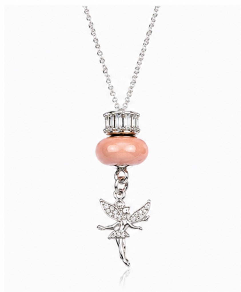 Silver Fairy &amp; Charm Bead Pendant Necklace