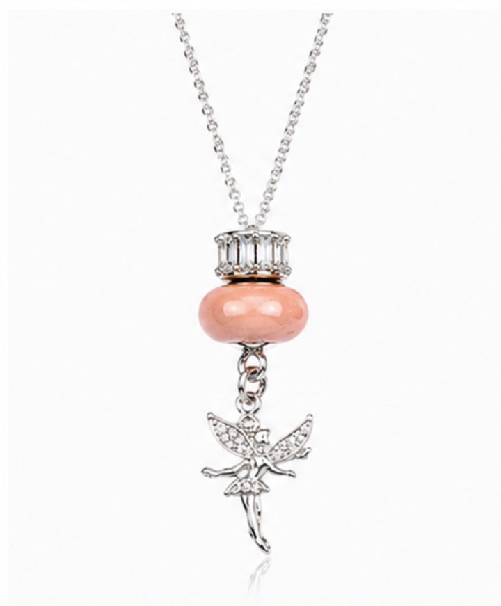 Silver Fairy &amp; Charm Bead Pendant Necklace