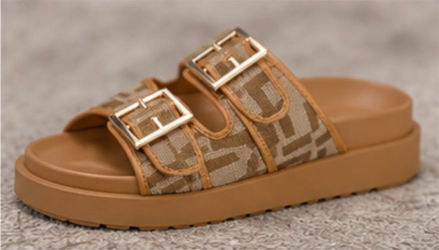 Monogram Double Buckle Sandals