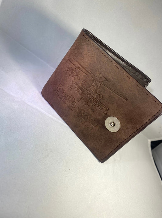 Mens brown leather helicopter wallet