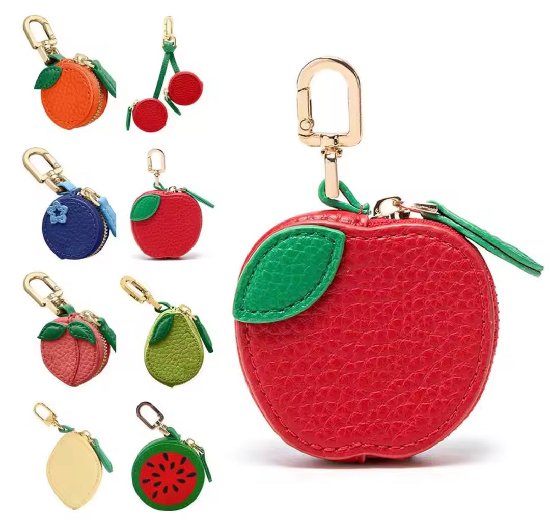 Cute Fruit Shape Coin Purse Mini Zipper Earphone Bag Keychain Pendant