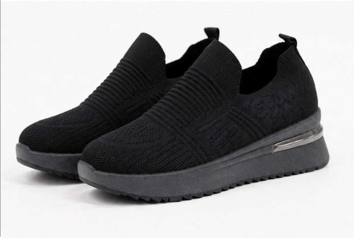 Black Slip On Ankle Sock Trainers