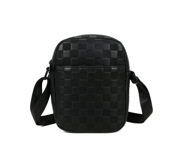 Black woven patterned crossbody bag 