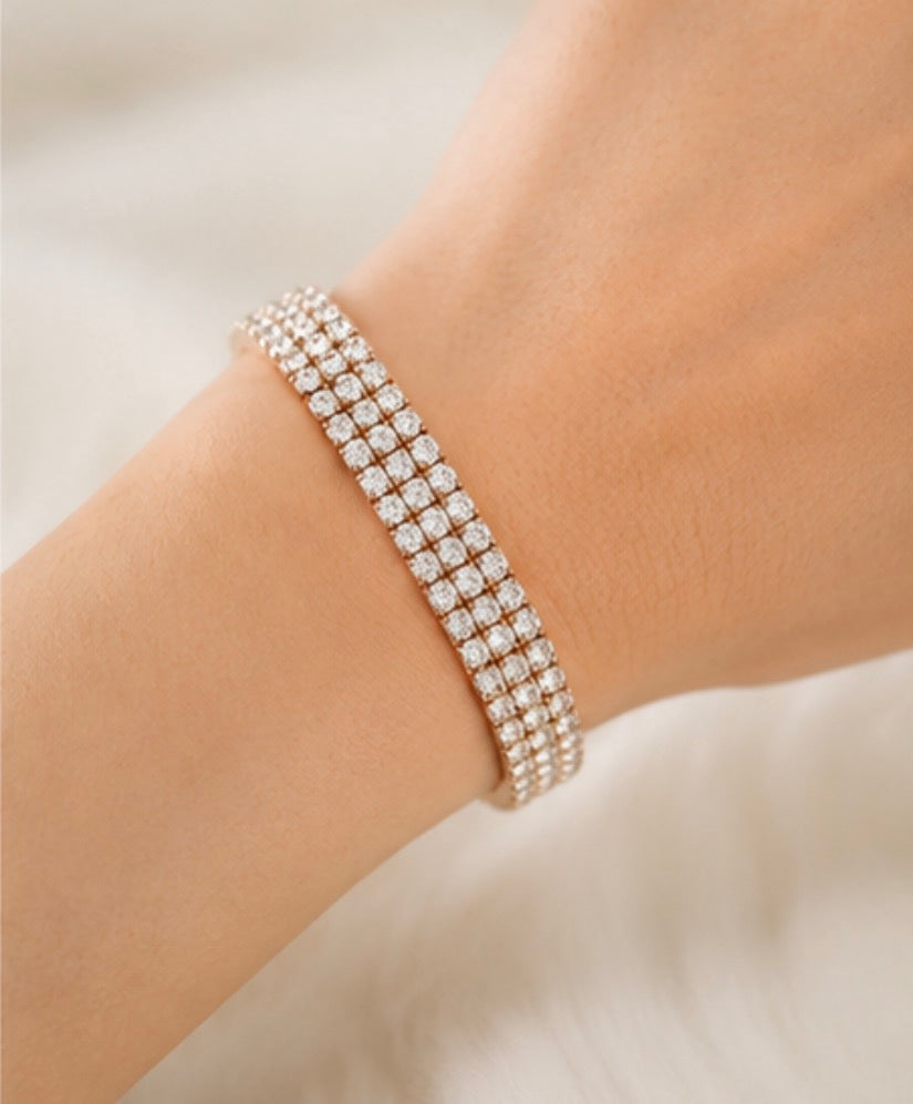 Gold Multi Row Crystal Stretch Bracelet