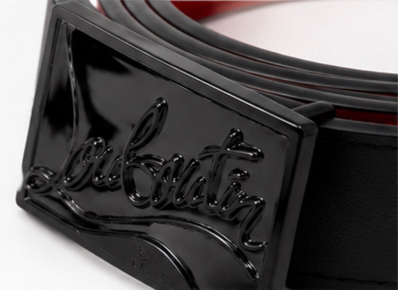 Black &amp; Red Statement Plaque Belt