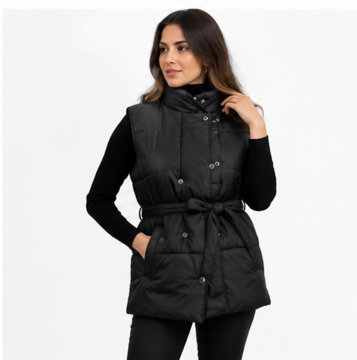 Longline Padded Belted Gilet