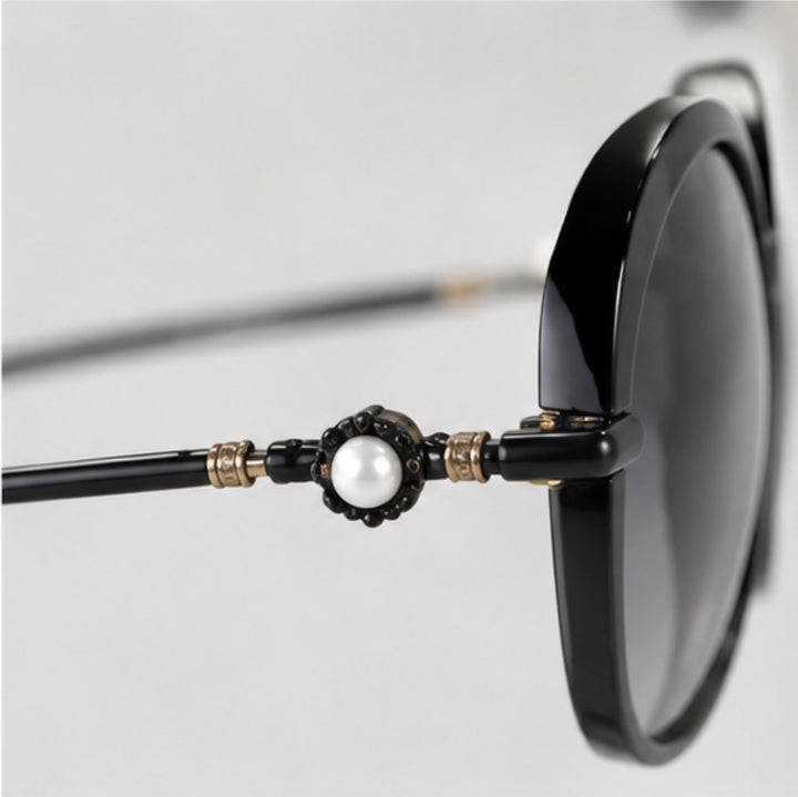 Pearl Detail Oversized Round Sunglasses