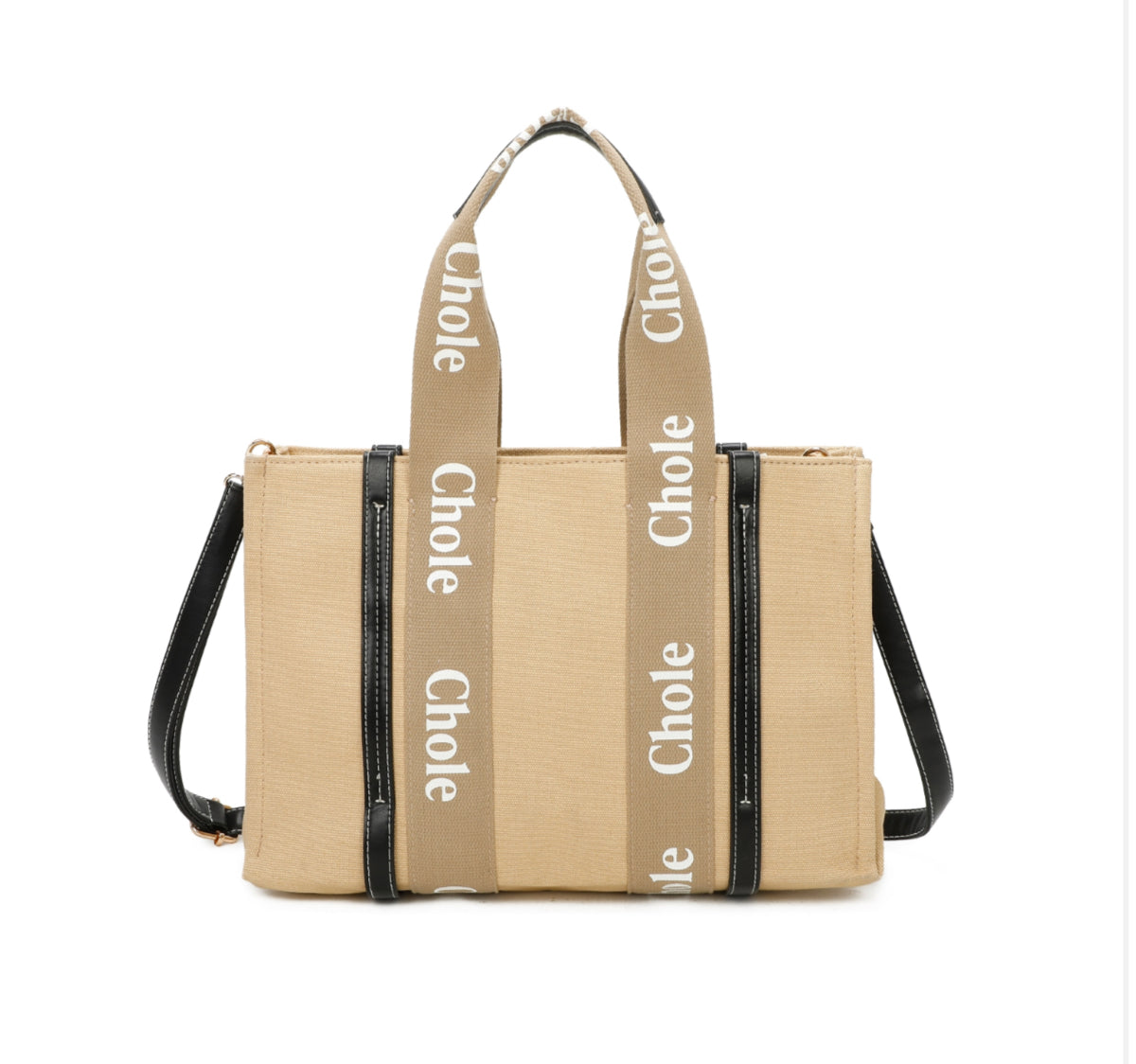 Woody Canvas graphic letter tote bag