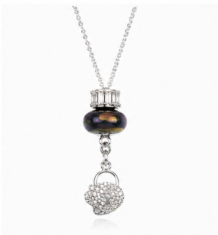 Silver Fairy &amp; Charm Bead Pendant Necklace