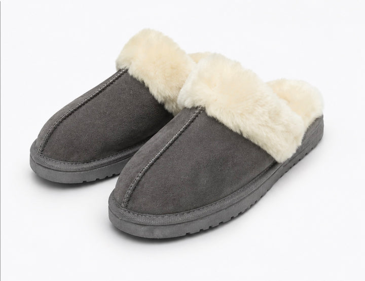 Luxury Faux Fur Mule Slippers – Soft Plush Winter Slip-On House Shoes