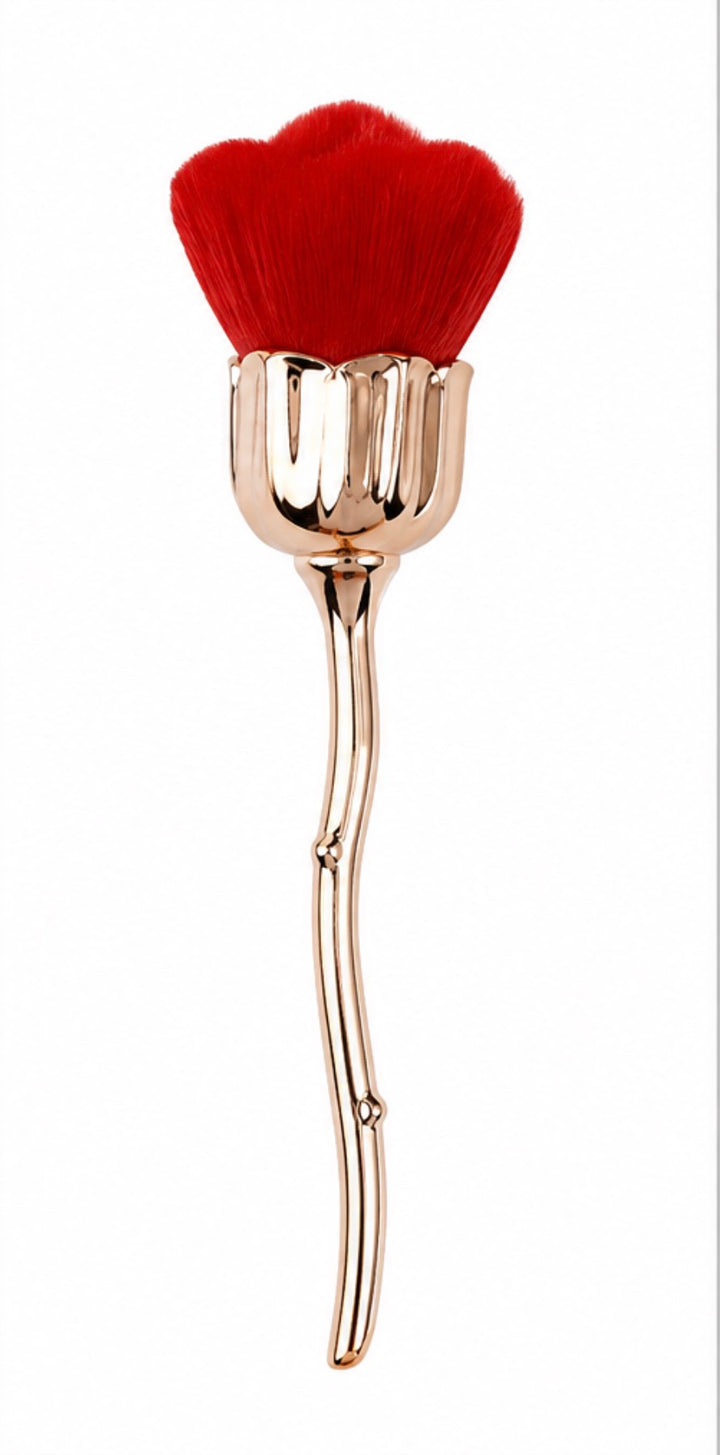 Luxury Rose Gold Flower Dust Brush – Soft Floral Makeup Finishing Brush