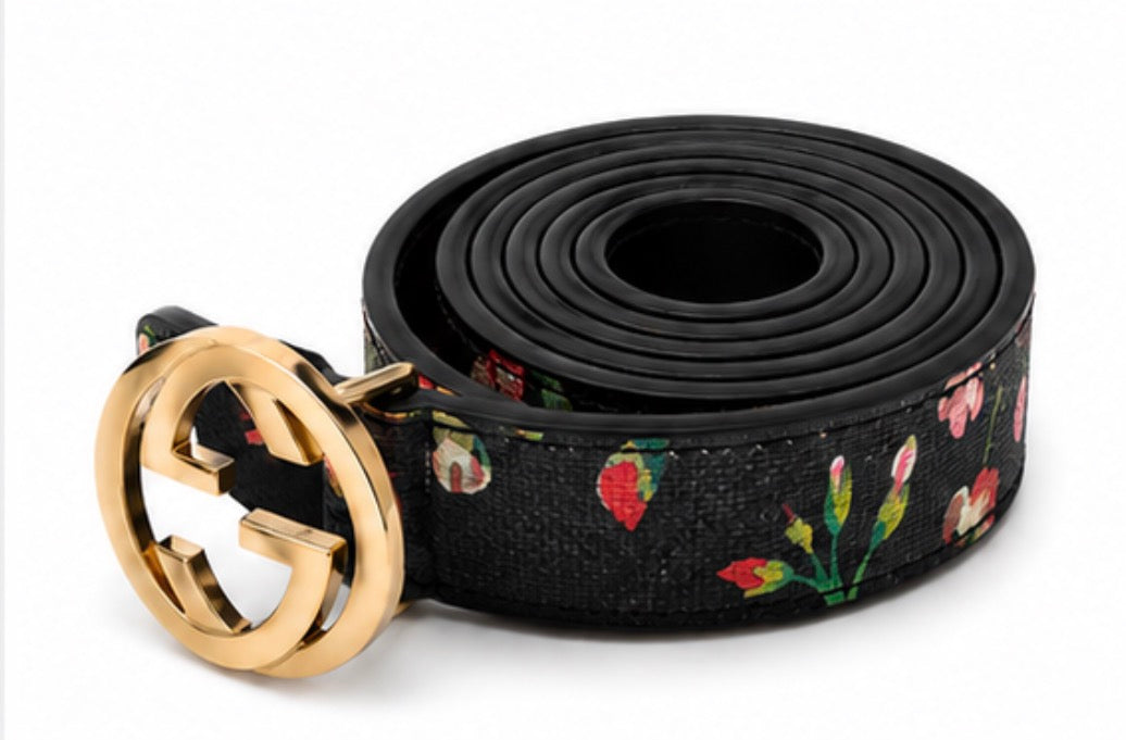 Black Floral Statement Belt