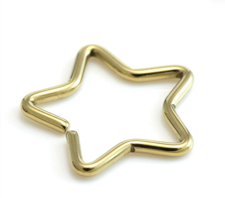 Gold Steel Star Ring- 13mm
