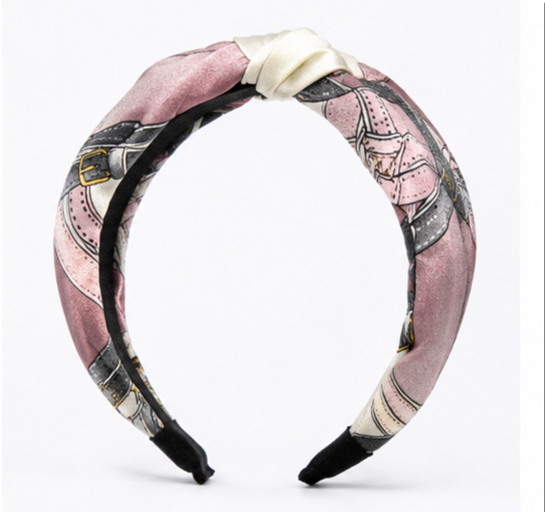 Purple Satin Printed Knot Headband