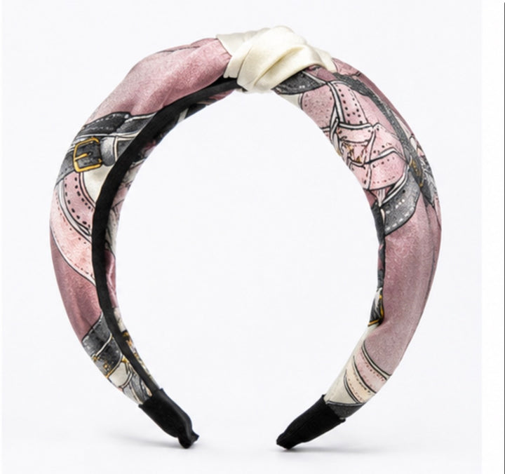 Purple Satin Printed Knot Headband
