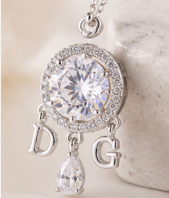 Silver Crystal Statement Pendant Necklace