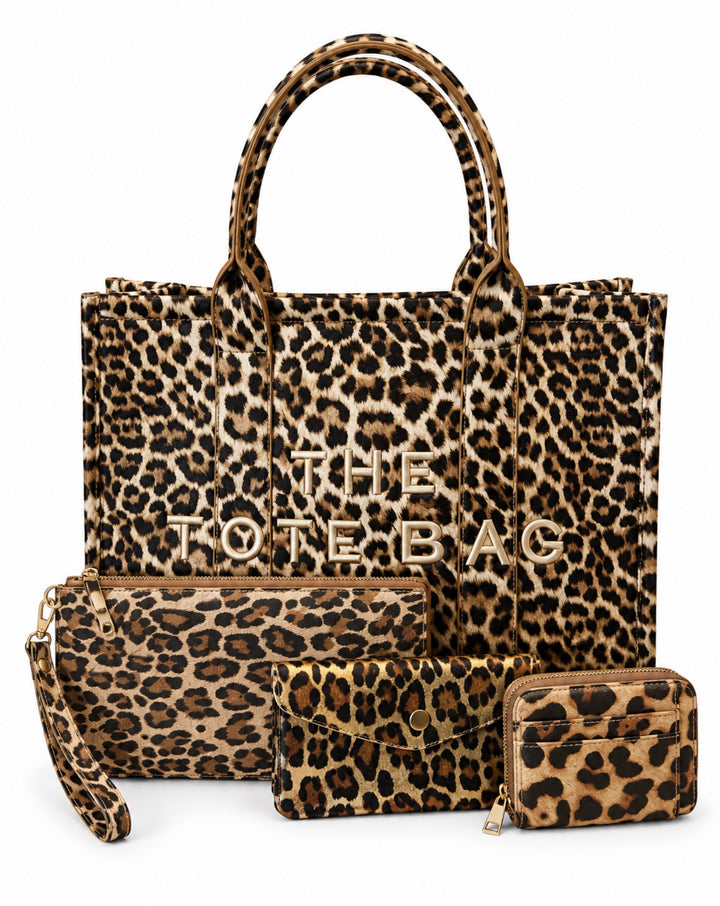 Leopard print bag and purse bundle