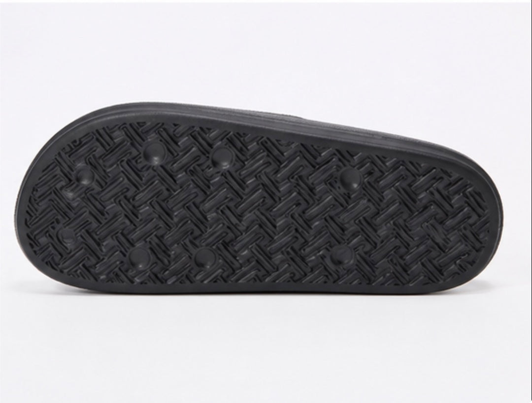 Women’s Slider Sandals | Black &amp; Orange Slip-On Summer Shoes | Lightweight Comfort Slides