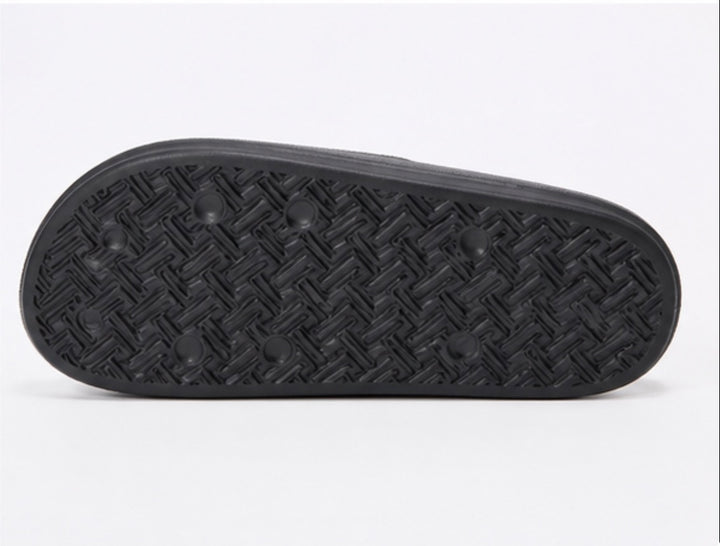 Women’s Slider Sandals | Black &amp; Orange Slip-On Summer Shoes | Lightweight Comfort Slides