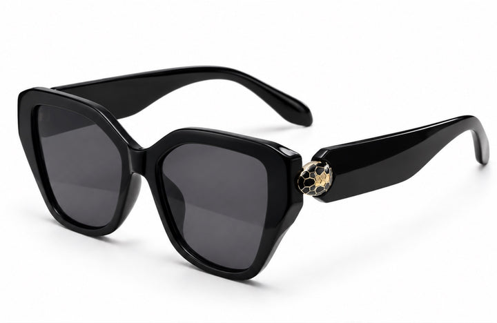 Luxury Black Oversized Sunglasses with Gold Serpent Detail Arms