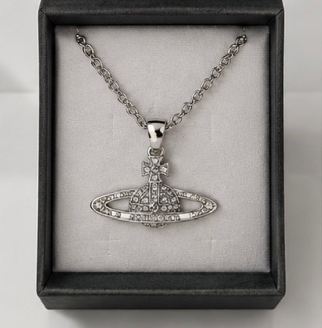 Silver Crystal Orb Pendant Necklace