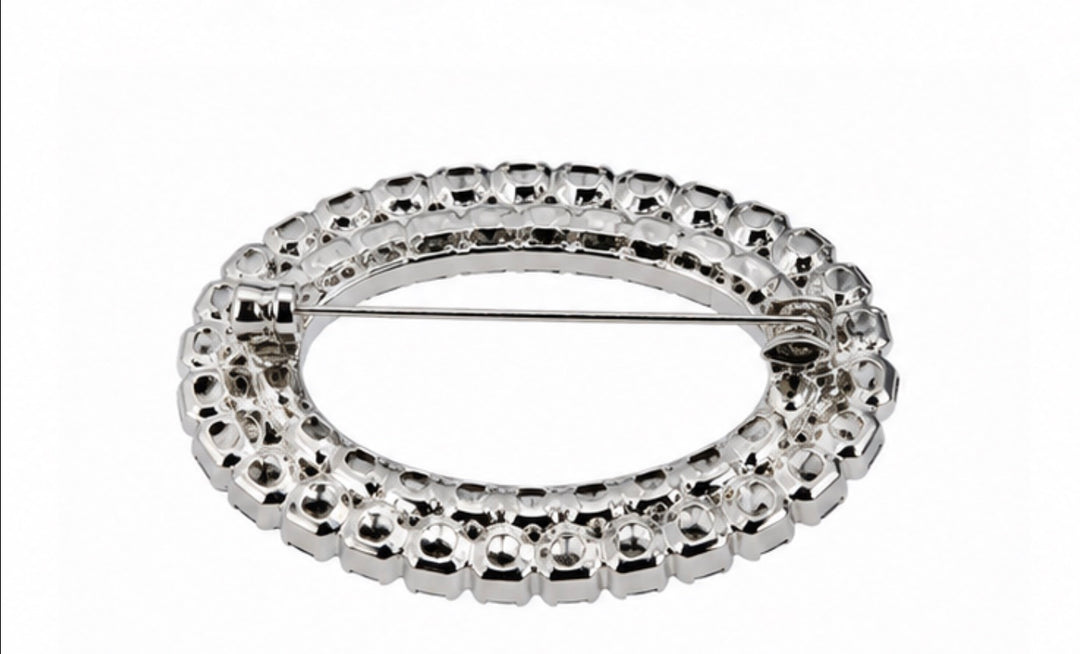 Oval Crystal Statement Brooch