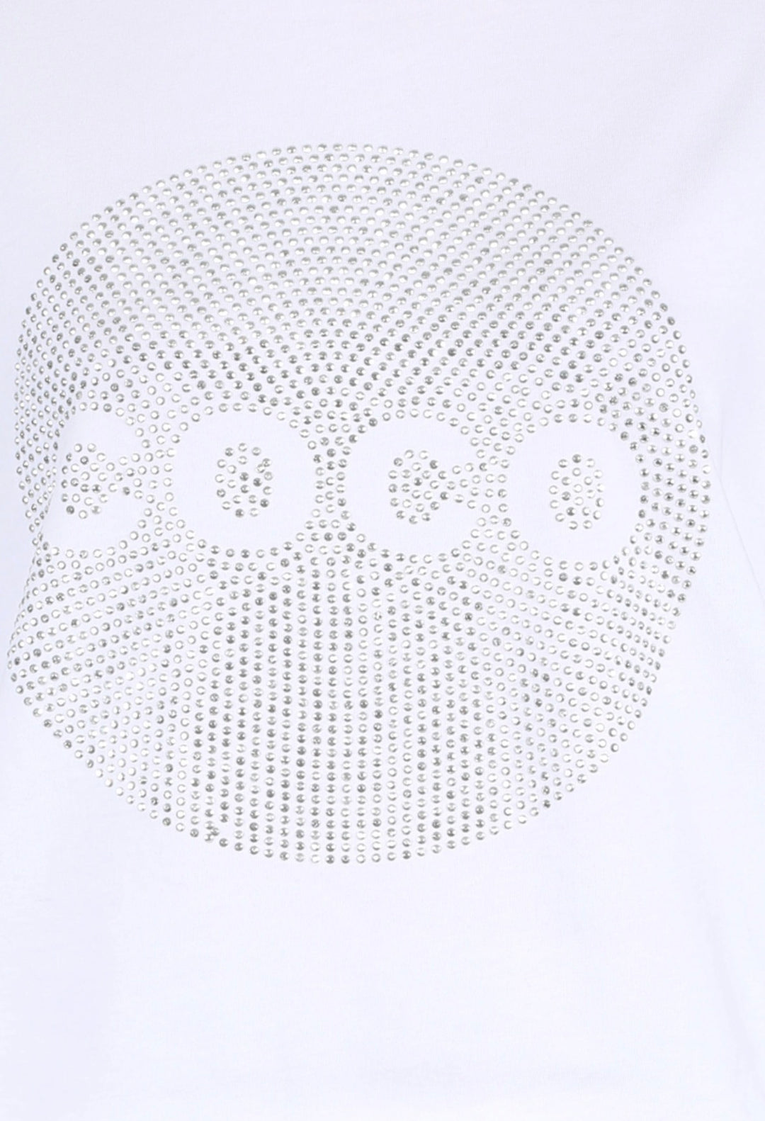     Close-up of circular rhinestone COCO design