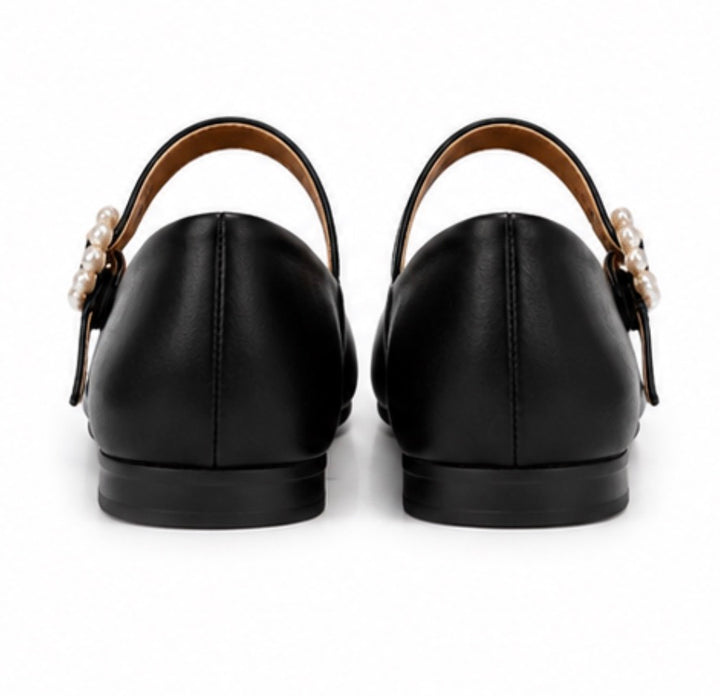 Black Pearl Buckle Mary Jane Shoes