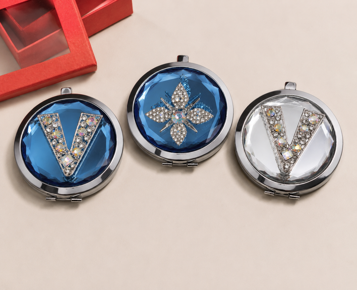 3D Decorative Compact Mirror – Pocket Makeup Mirror with Gift Box