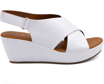 Clara white wedge sandals