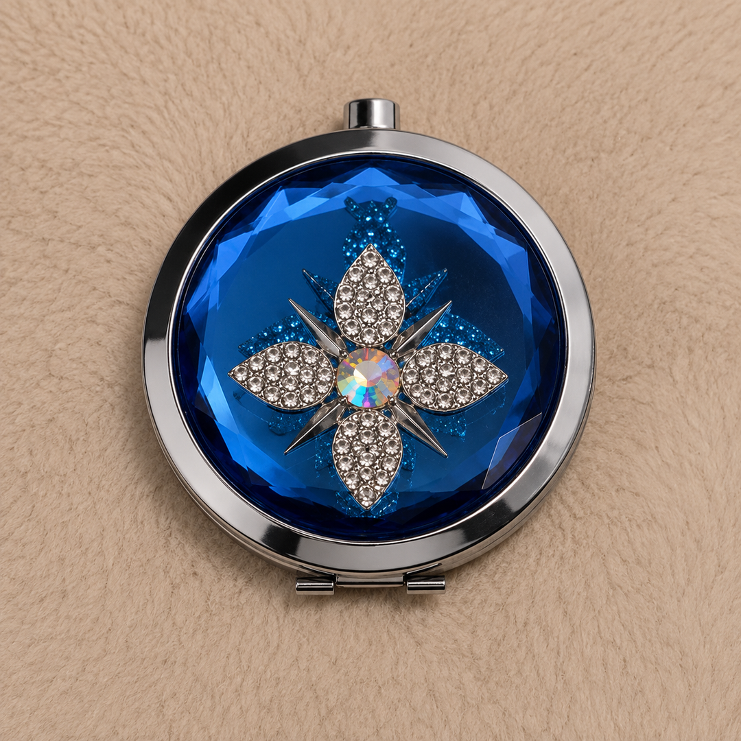 3D Decorative Compact Mirror – Pocket Makeup Mirror with Gift Box