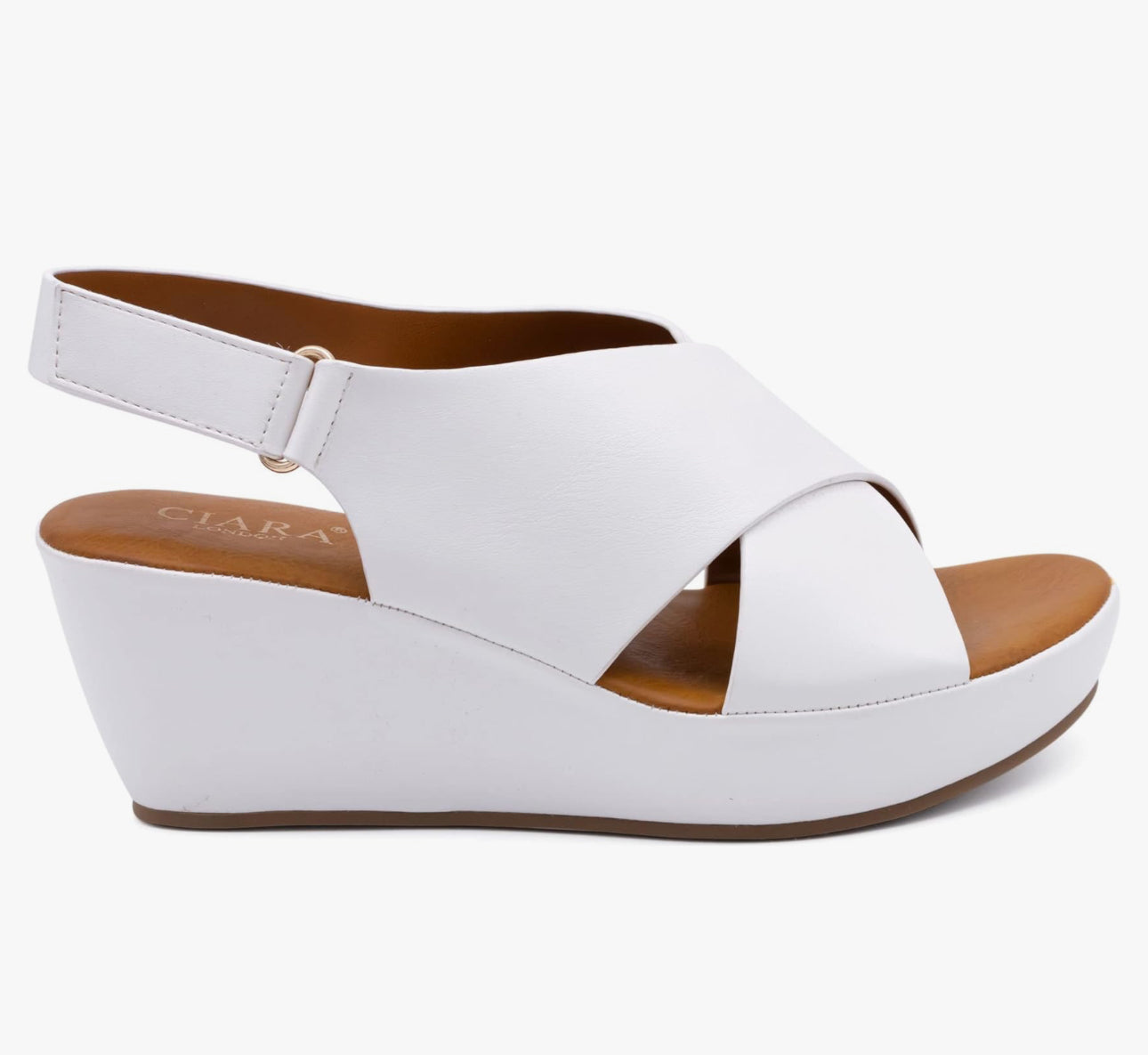 Clara white wedge sandals