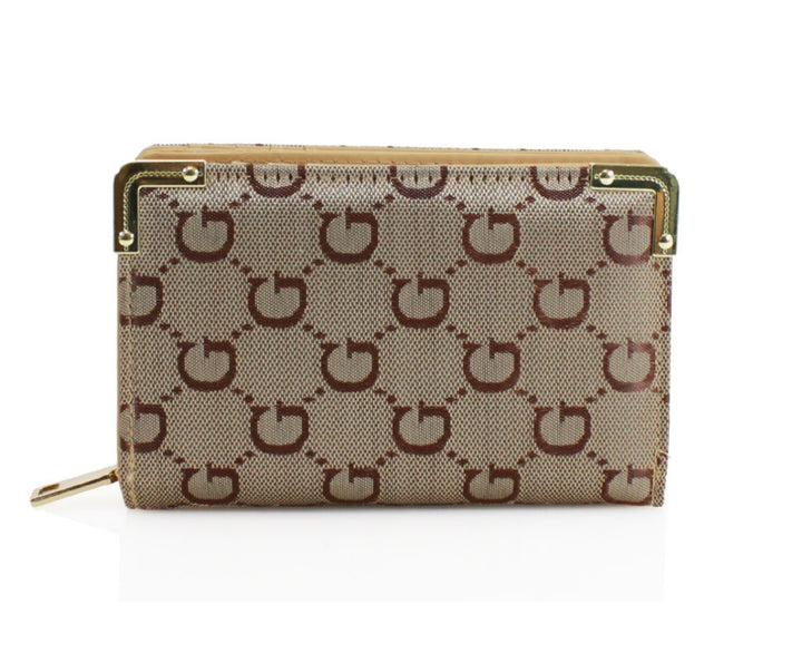 Monogram letter purse with gold detail front view