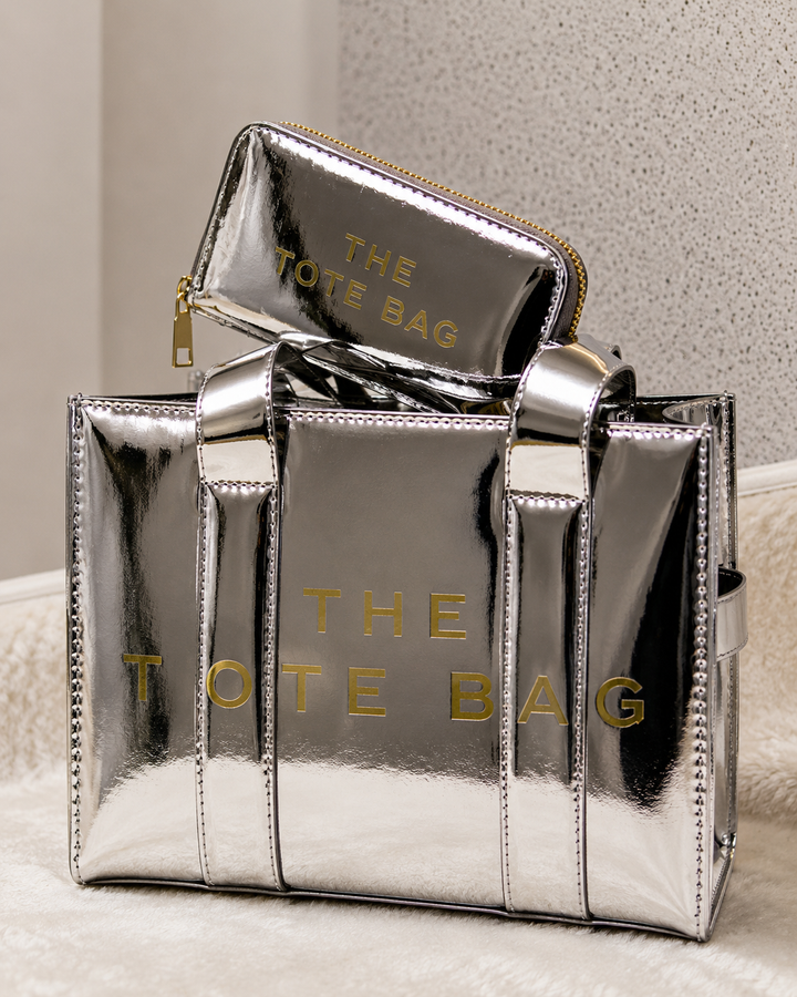 Metallic Patent Small Tote Bag &amp; Matching Purse Set